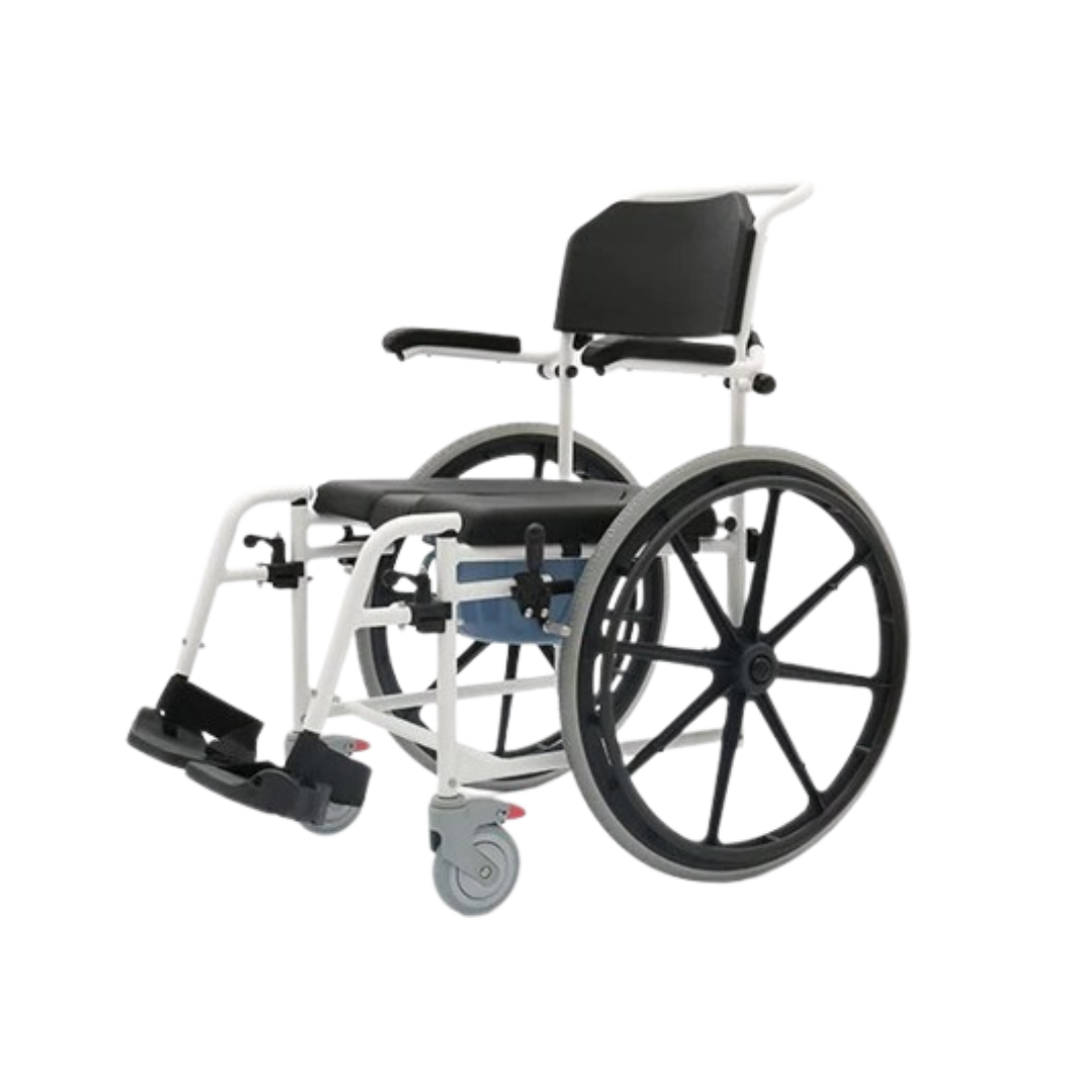 Medacure Rolling Shower Wheelchair With Commode Left Side View