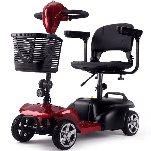 MotoTec Red Foldable Mobility Scooter 24V 250W Front View