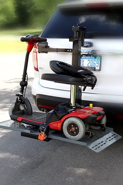Wheelchair Carrier Mobility carrier for vehicle, Mini Electric Lift Installed Into Car Hitch Receiver With Scooter