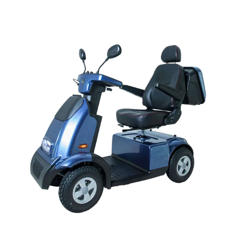 AFIKIM Blue Afiscooter C4 Mobility Scooter In Side Angle View