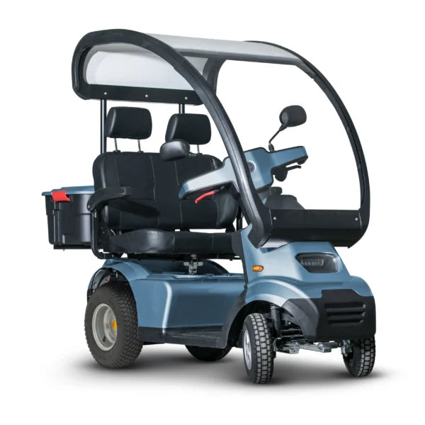 AFIKIM Blue Afiscooter S4 Touring AT Dou Mobility Scooter With Golf Tire Wheels And Back Box View