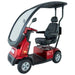 AFIKIM Red Afiscooter C4 Standard Mobility Scooter With Canopy In Front Side View