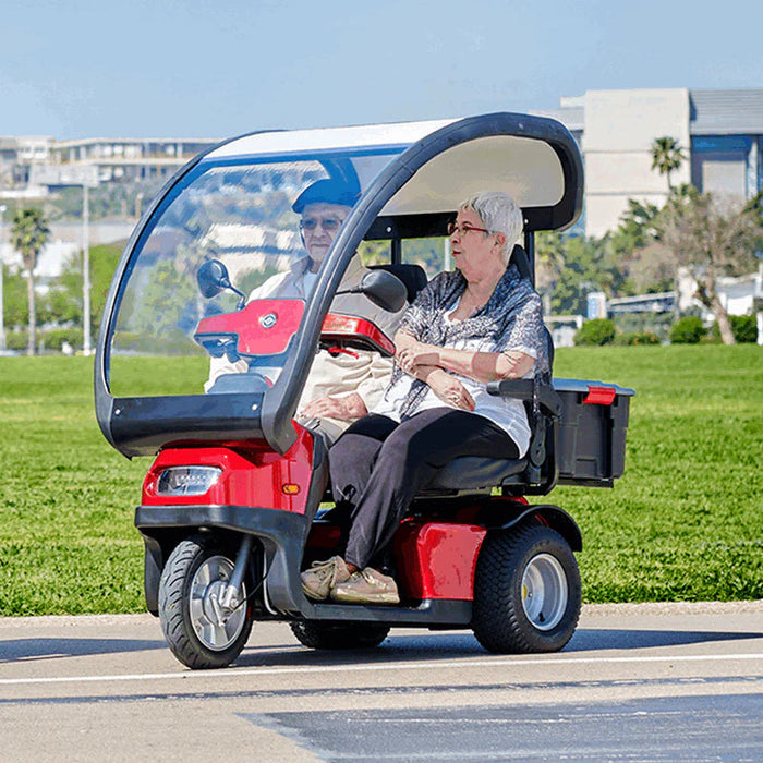 AFIKIM Red Afiscooter S3 Touring Dou Mobility Scooter With Rider And Rear Back Box View