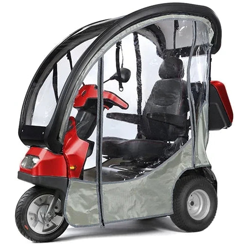 AFIKIM Red Afiscooter S3 Touring Mobility Scooter With Rear Lock Box And Rain Cover View