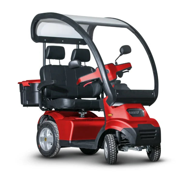 AFIKIM Red Afiscooter S4 Touring Dou Mobility Scooter With Back Box View