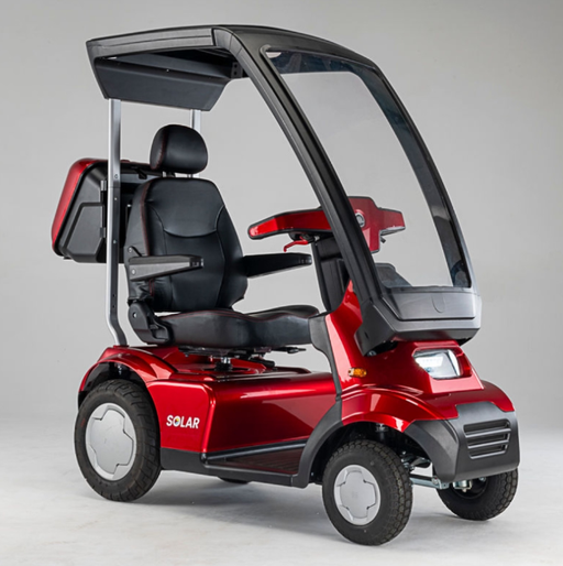AFIKIM Red Afiscooter S4 Touring Mobility Scooter With Solar Canopy And Rear Lock Box View