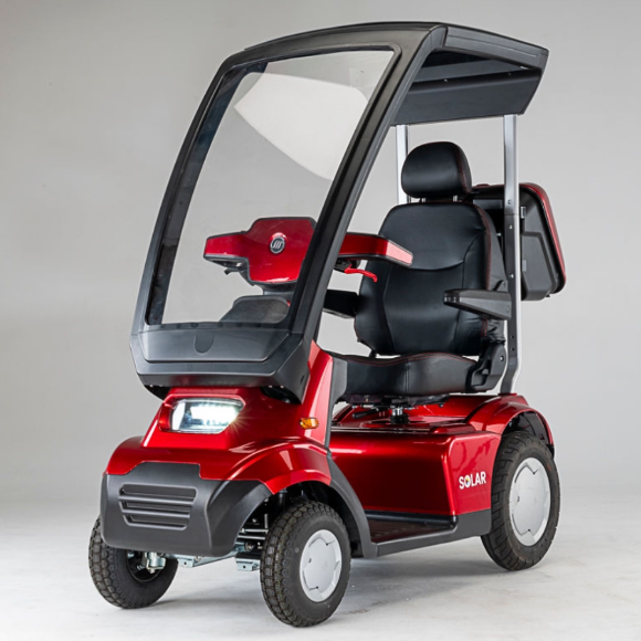 AFIKIM Red Afiscooter S4 Touring Mobility Scooter With Solar Canopy And Rear Lock Box View