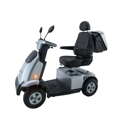 AFIKIM Silver Afiscooter C4 Mobility Scooter In Side Angle View
