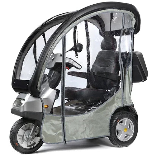 AFIKIM Silver Afiscooter S3 Touring Mobility Scooter With Rear Lock Box And Rain Cover View