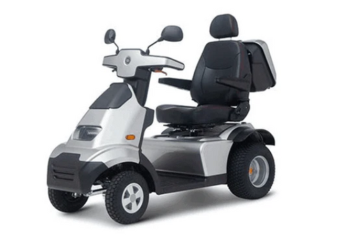 AFIKIM Silver Afiscooter S4 Dual Seat Outdoor Mobility Scooter Front Side View