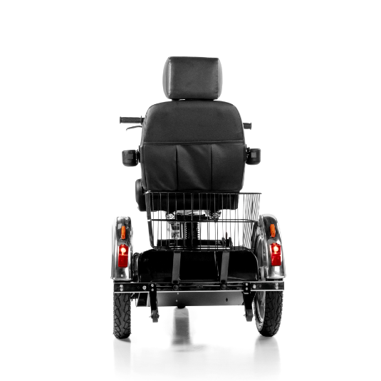 AFIKIM Silver Afiscooter SE Mobility Scooter Rear View With Basket