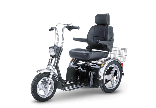 AFIKIM Silver Afiscooter SE Mobility Scooter Side Angle With Basket View