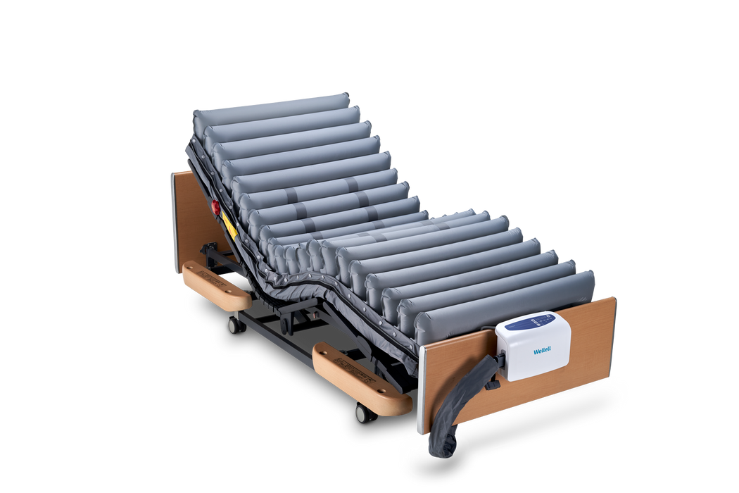 APEX Medical Wellell Domus 4 Alternating Pressure Mattress In Bed Frame With Air Pump View