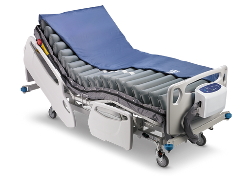 APEX Medical Wellell Procare Elite Alternating Pressure Mattress With Micro Low Air Loss In Bed Frame With Half Cover And Air Pump View