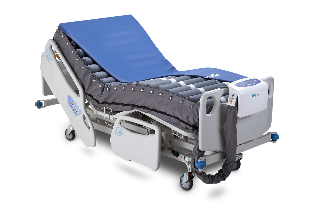 APEX Medical Wellell Serene Air Alternating Pressure Mattress With True Low Air Loss With Cover In Bed Frame With Air Pump View