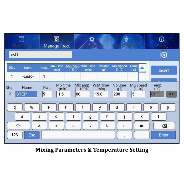 Accuris IsoPure 96 Automated Purification System Inside Mixing Parameters Temperature Setting View