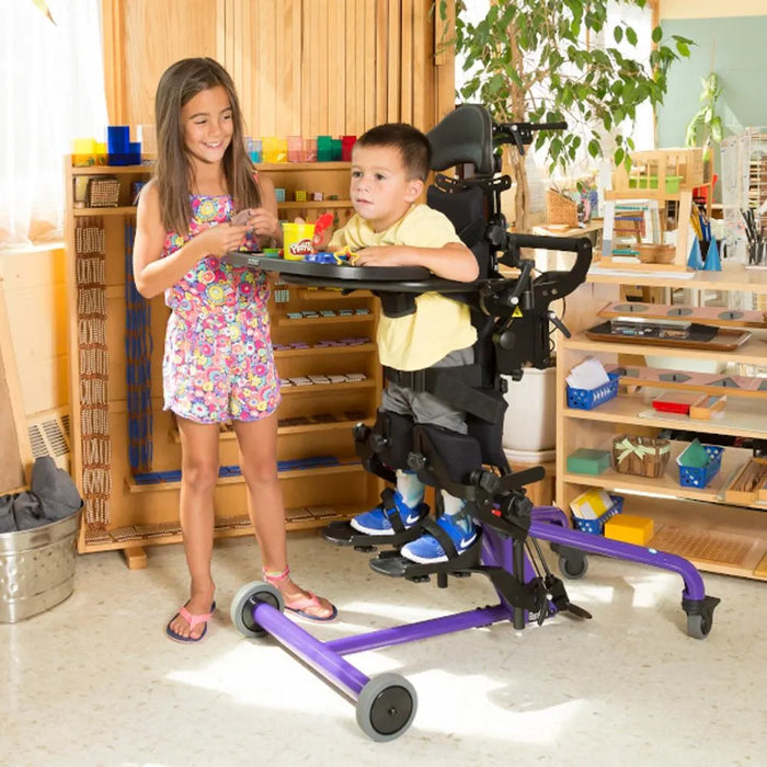 Altimate Medical EasyStand Bantam Extra Small Purple Stander In Use Bedroom Front Side View Home Mobility Aid