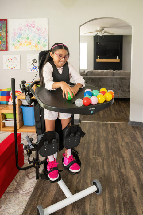 Model Side View Altimate Medical EasyStand Bantam Medium Pediatric Sit-to-Stand and  Supine Stander for Flexible Positioning and Growing Users