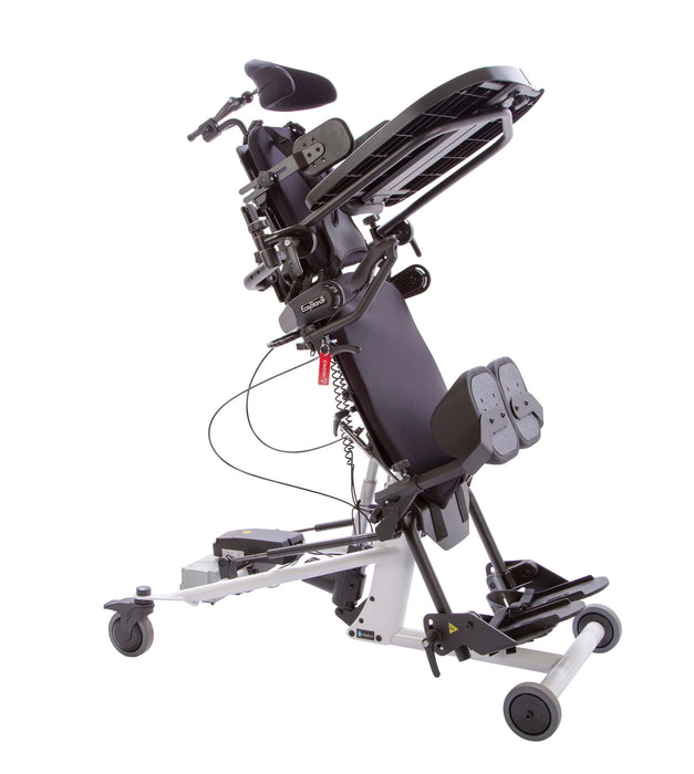 Side View Altimate Medical EasyStand Bantam Medium White Stander In Supine Ready Slanted Position