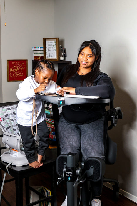 Altimate Medical EasyStand Evolv Large Upright Position User With Younger Brother Dynamic Standing Aid