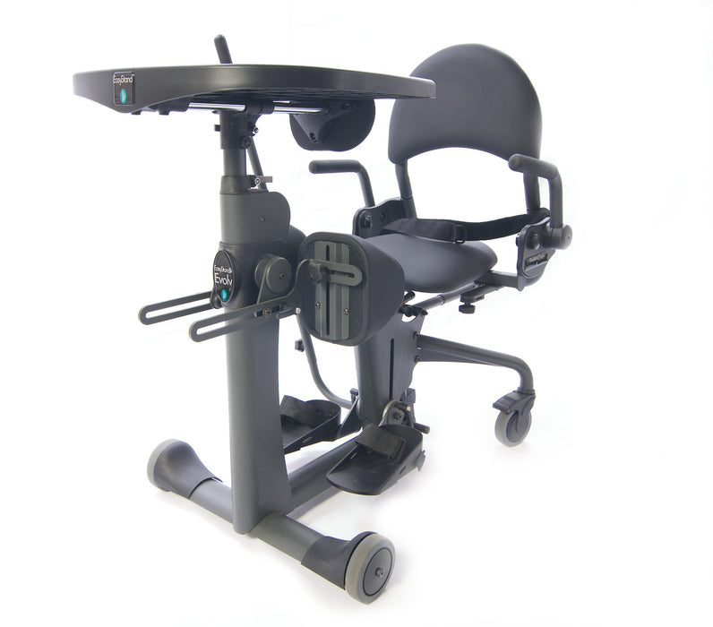 Altimate Medical EasyStand Evolv Medium Stander Seated Position With Shadow Tray Front Side View