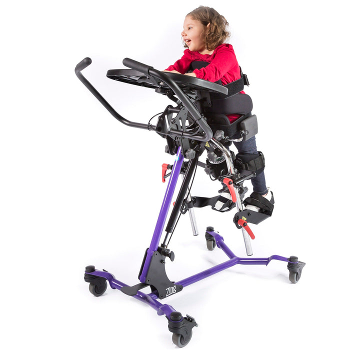 Altimate Medical Zing Prone Size 2 Pediatric Stander with Flat-to-Load Transfers, 0–90° Prone Positioning and Independent Leg Abduction Sample with a Toddler using it