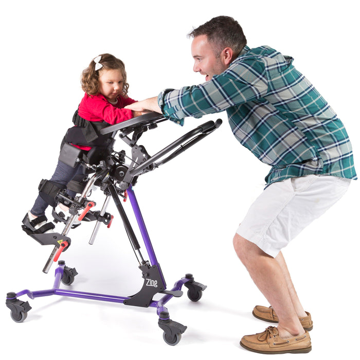 Altimate Medical Zing Prone Size 2 Pediatric Stander with Flat-to-Load Transfers, 0–90° Prone Positioning and Independent Leg Abduction Sample with Dad