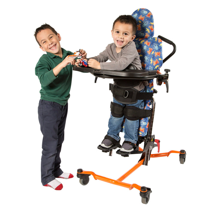 Altimate Medical Zing Supine Size 1 Pediatric Standing Frame Adjustable Supine-to-Vertical Positioning with another Kid