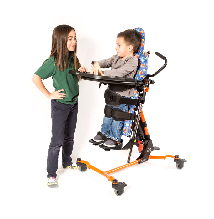 Altimate Medical Zing Supine Size 1 Pediatric Standing Frame Adjustable Supine-to-Vertical Positioning with another Kid