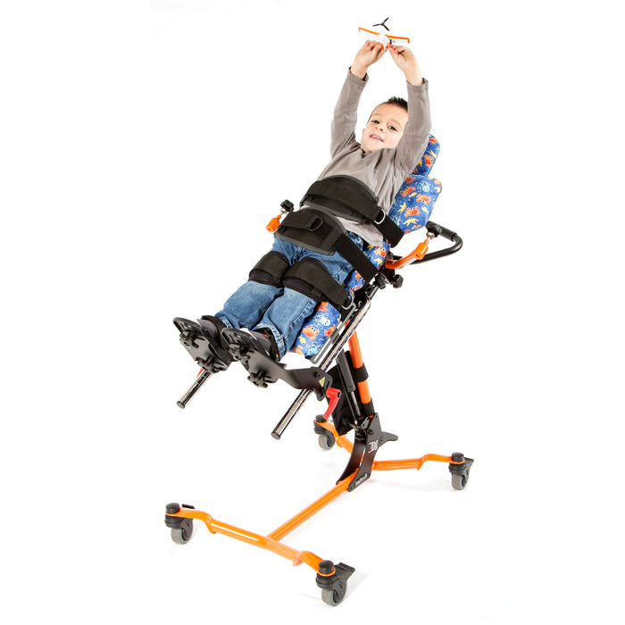 Altimate Medical Zing Supine Size 1 Pediatric Standing Frame Adjustable Supine-to-Vertical Positioning Upward Position Orange Base Frame