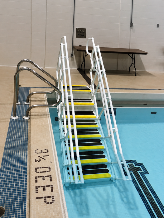 Aquatrek2 ADA Pool Steps With Non Slip Wide Tre Aquatrek2 ADA Pool Steps Featuring Wide Non Slip Treads For Safe And Accessible Pool Entry Side Profile View


