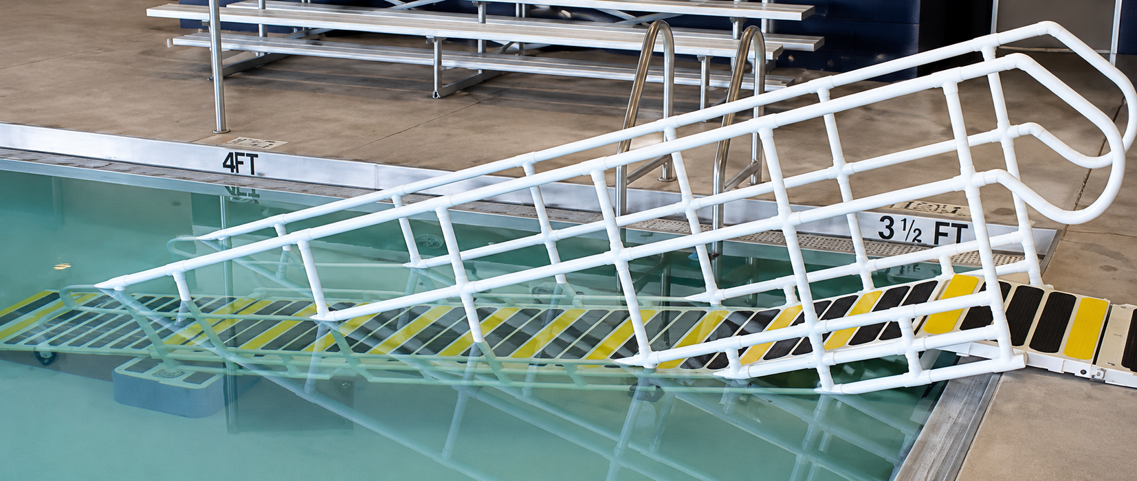 Aquatrek2 Pool Ramp System Wheelchair Access and ADA Compliant Aquatic Therapy Pool Entry Solution 600 lbs. Capacity Side View Image