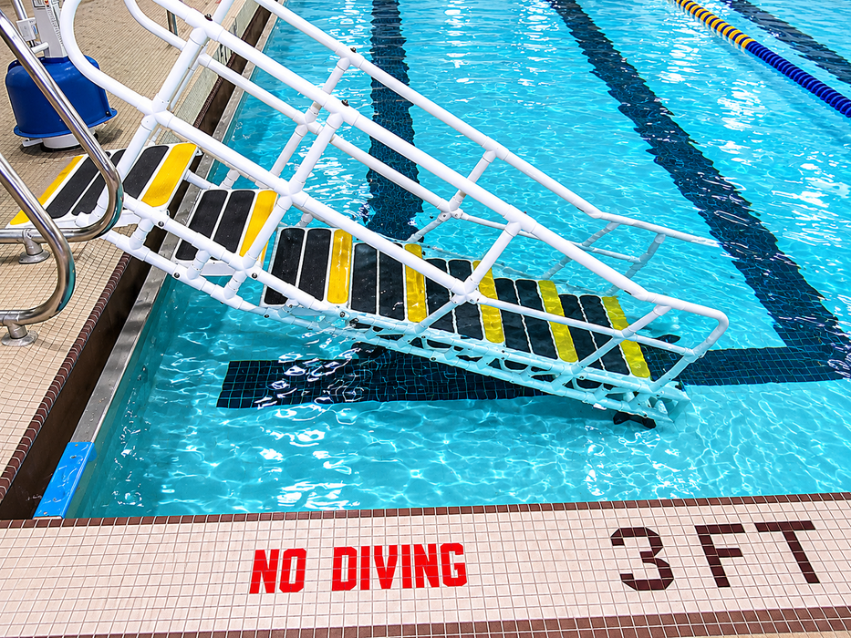 Aquatrek2 Standard Access Pool Steps 12 Ft Deep Standard Access System 30 Inch Wide With Safety Rails Pool Steps Image