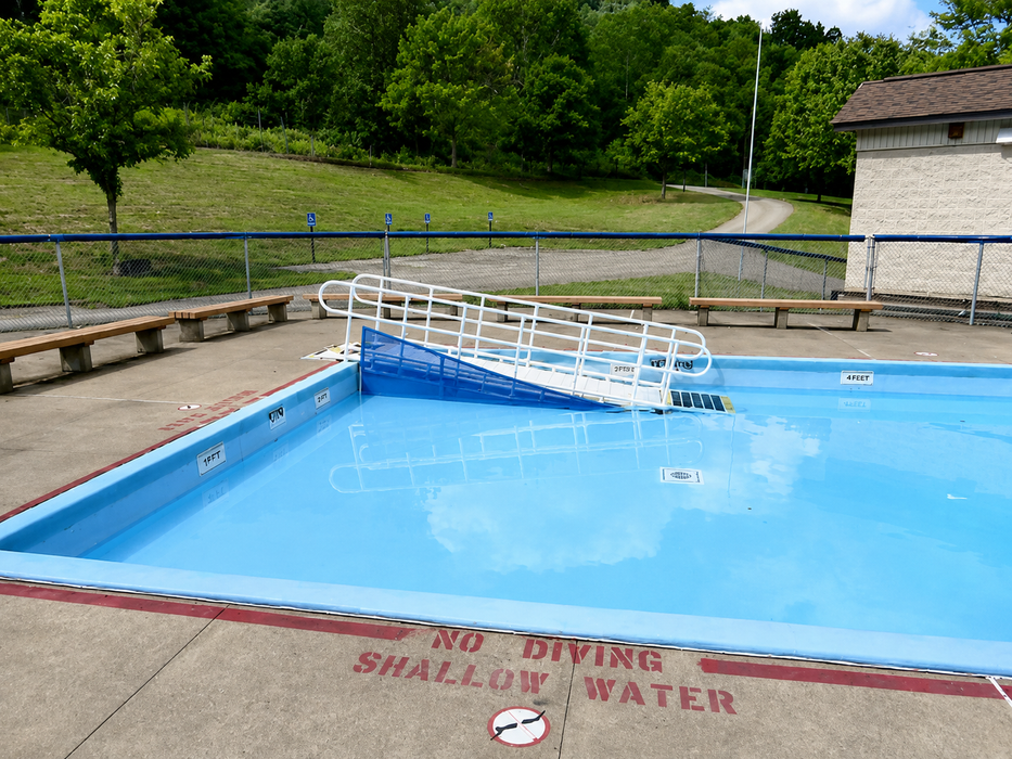Aquatrek2 Wading Pool Ramp System 30 Inches ADA Wading Pool Ramp Accessible Pool Entry System with Dual Handrails Non Slip Surface Main Image