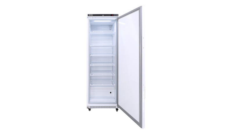 Open Door White Arctiko  LFE 380 US Large Upright Lab Freezer, Energy-Efficient, Secure, and EPA-Compliant 400L Storage for Critical Sample
