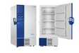 Side View and Blue Haier Ultra-Low Temperature Freezer for Secure Biological Sample Storage in Medical, Research, and Pharmaceutical Laboratories