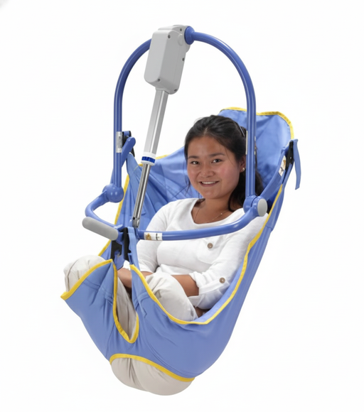 Patient Using Arjo Amputee Clip Toilet Sling, Front View
