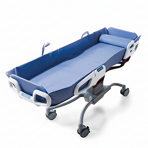 Arjo Carevo Shower Trolley Height-Adjustable, Ergonomic Solution for Safe and Comfortable Patient Hygiene With Headrest View