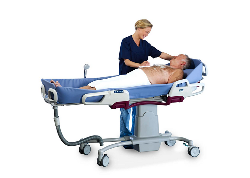 Arjo CAREVO Shower Trolley With Patient And Caregiver View