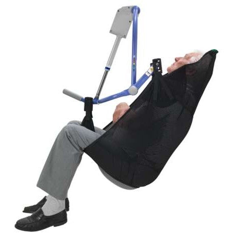 Patient Using Arjo Clip Bathing In Situ Sling With Unpadded Legs, Side View