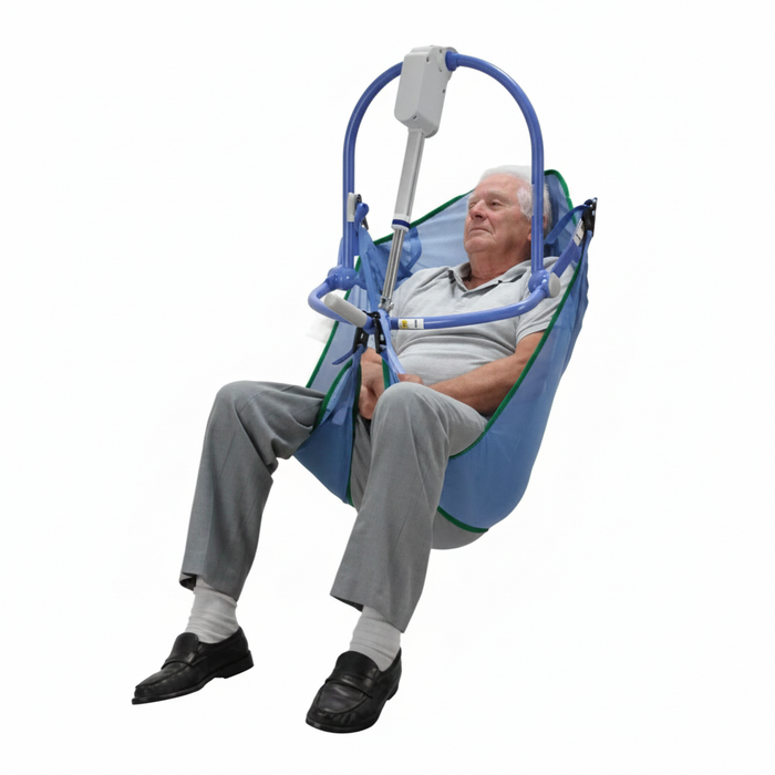 Patient Using Arjo Clip Bathing Sling, Front View