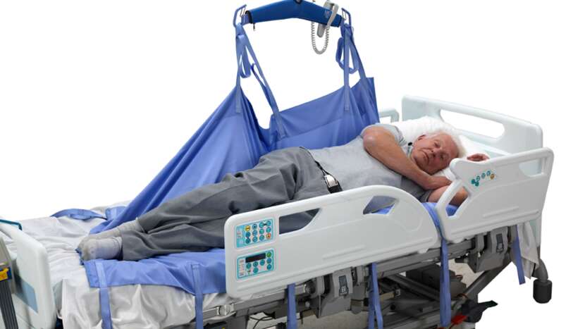 Arjo Loop Repositioning Sling Attached to Lift on One Side