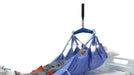 Arjo Loop Repositioning Sling On Patient Attached To Lift, Close-Up View.