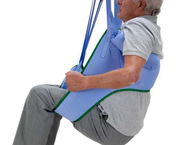 Arjo Toilet Sling Design Padded Legs Detail Close Up Side View No Head Support