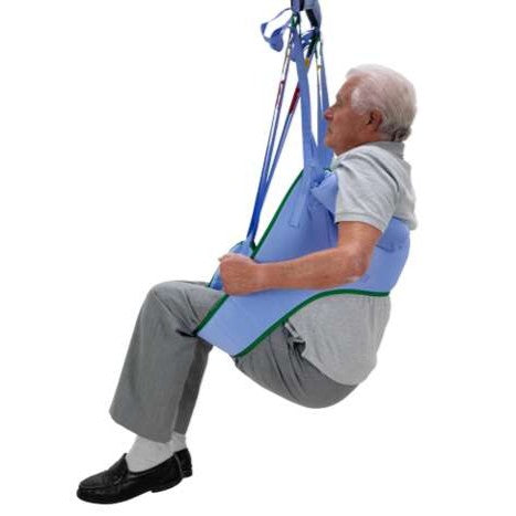 Arjo Toilet Sling Design Padded Leg Support No Head Support Side View Patient Handling