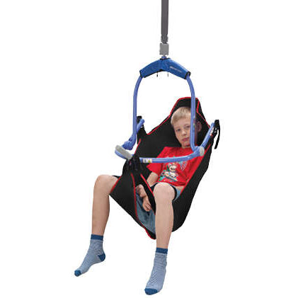Arjo Pediatric Clip Sling being used by a child for safe mobility support
