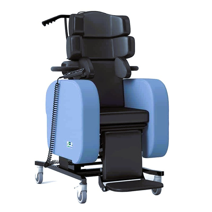 Front Left Side Profile Of Arjo Phoenix Petite Therapeutic Seating Chair With Hand Control