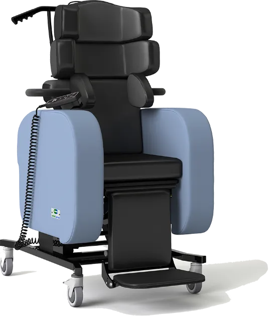 Arjo Phoenix Therapeutic Tilt In Space Chair With Hand Control Front Side View