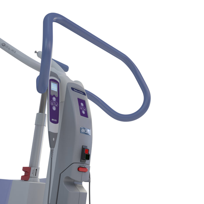 Arjo Sara Flex Sit To Stand Lift Carers Control View Showing Operating Panel And Handset