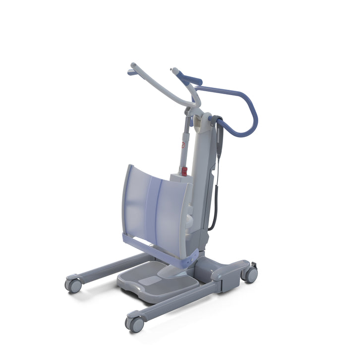 Arjo Sara Flex Sit To Stand Lift Patients Left Front Side View Showing Assisted Standing Support
